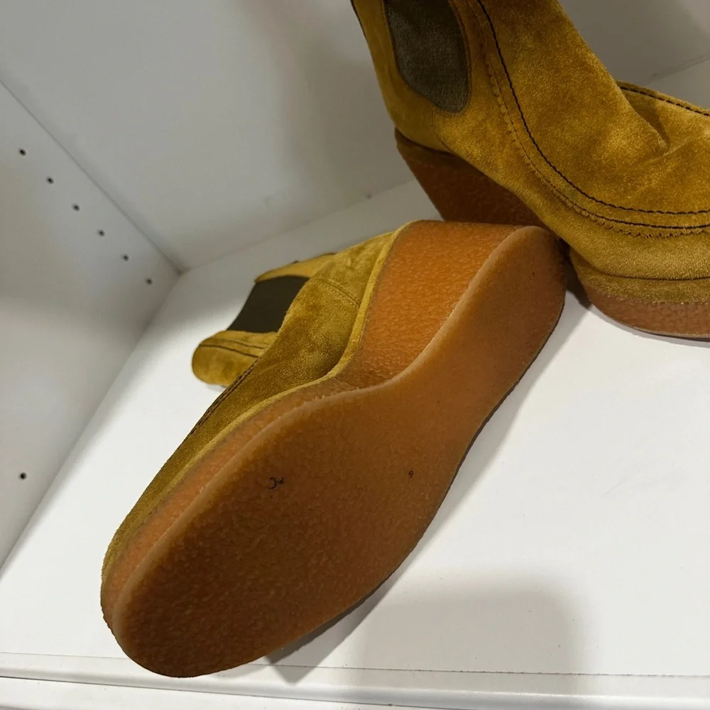 Tan Suede Platform Ankle Boots - Picture 5 of 7